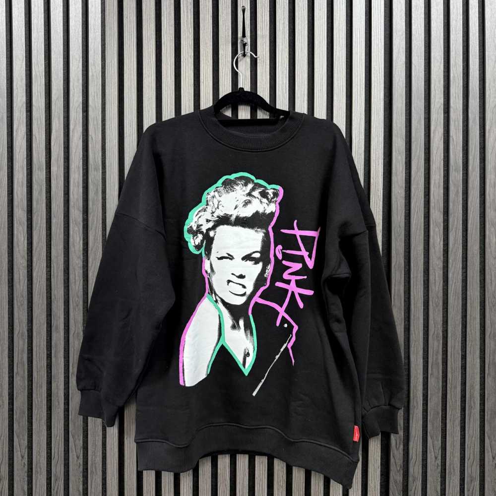 Pink - Paint Pen Sweater - Black